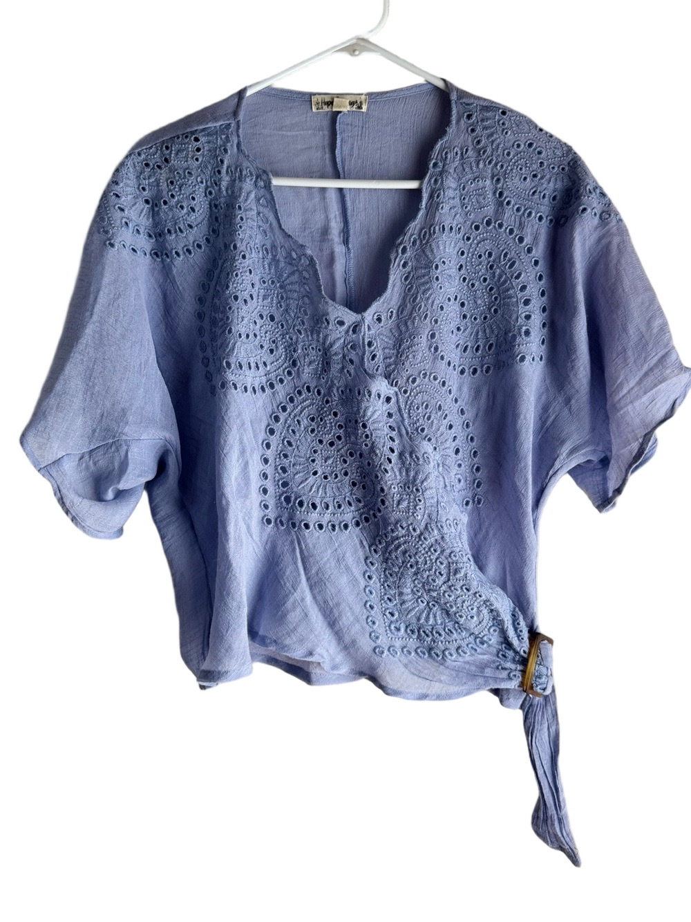 ☀️ HOPE SPRINGS Eyelet Lace Wrap Top